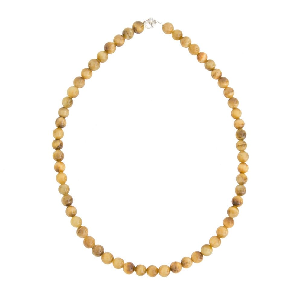 Œil de Tigre : Vertus, Bienfaits et Propriétés en Lithothérapie collier oeil de tigre dore pierres boules 08mm 01 1000x1000