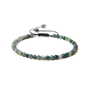 bracelet agate mousse pierres boules 4mm cordon ajustable 01