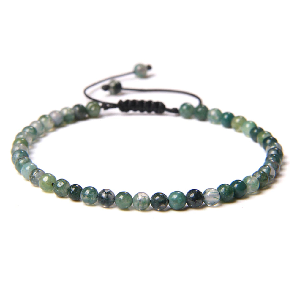bracelet agate mousse pierres boules 4mm cordon ajustable 02 bracelet agate mousse pierres boules 4mm cordon ajustable 02
