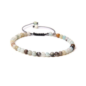 bracelet amazonite multicolore pierres boules 4mm cordon ajustable 01
