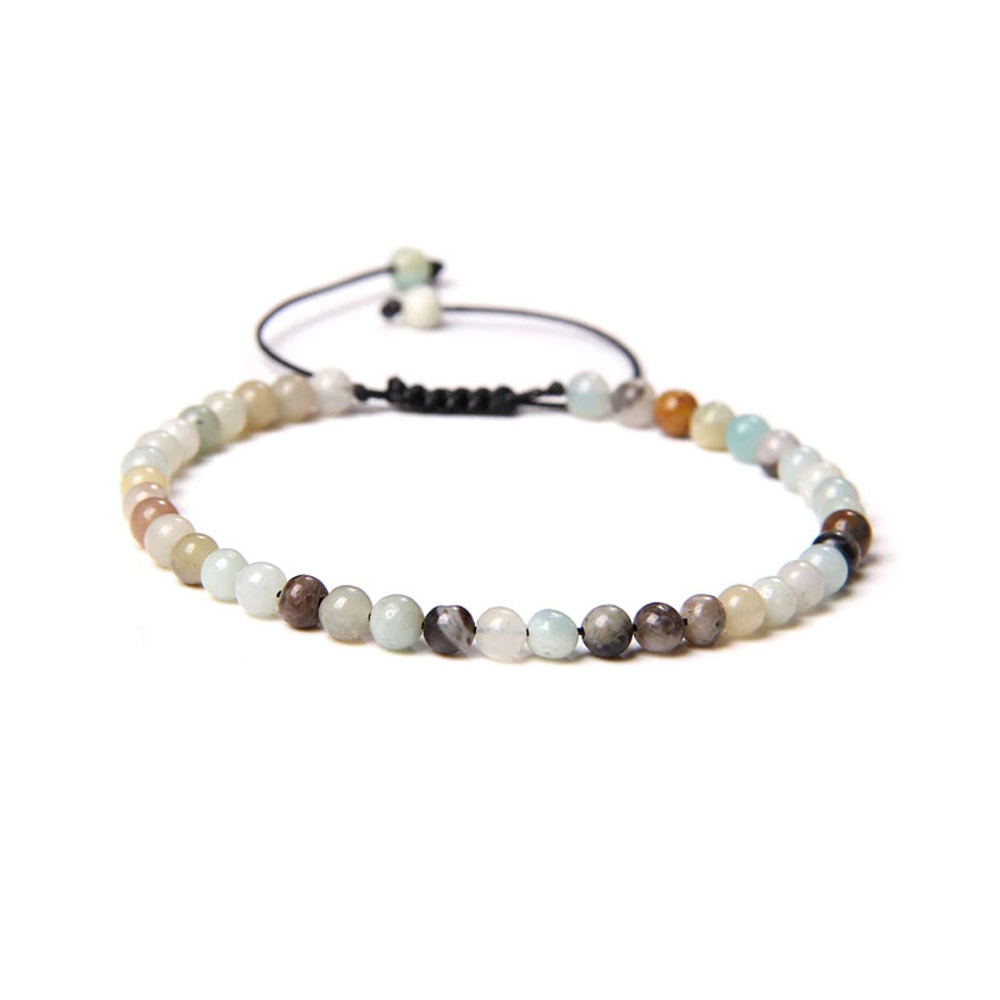 bracelet amazonite multicolore pierres boules 4mm cordon ajustable 01