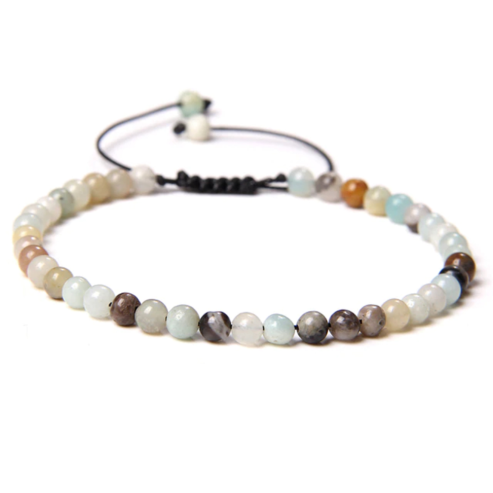 bracelet amazonite multicolore pierres boules 4mm cordon ajustable 02 bracelet amazonite multicolore pierres boules 4mm cordon ajustable 02