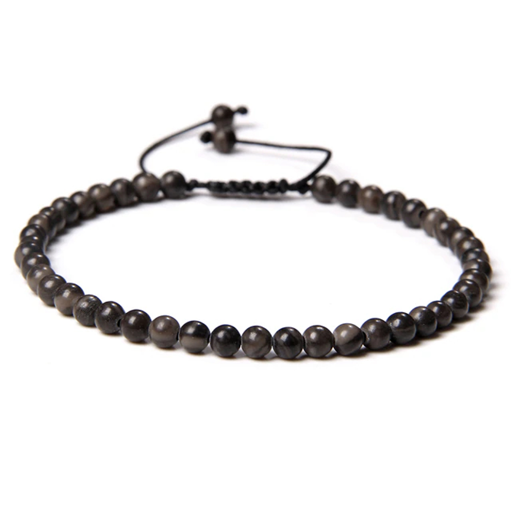 bracelet bois fossilise pierres boules 4mm cordon ajustable 02 bracelet bois fossilise pierres boules 4mm cordon ajustable 02