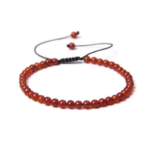 bracelet cornaline pierres boules 4mm cordon ajustable 01