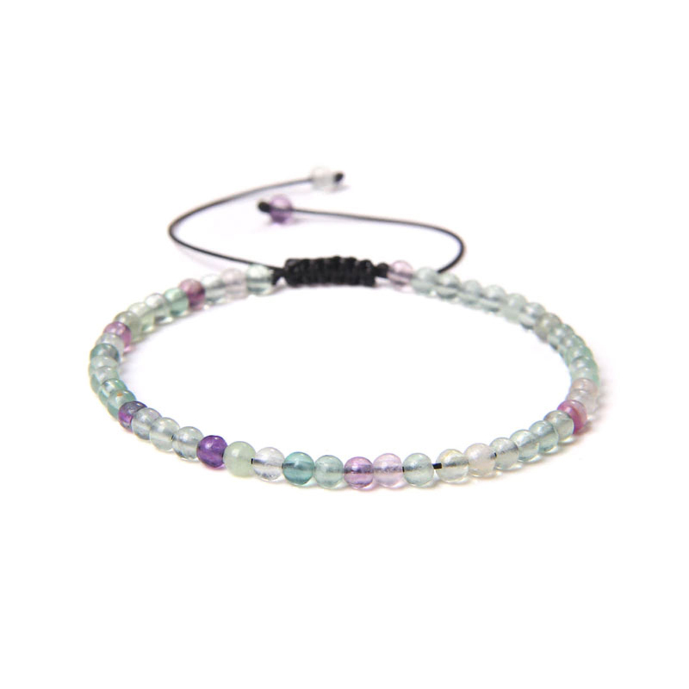 bracelet fluorite multicolore pierres boules 4mm cordon ajustable 01