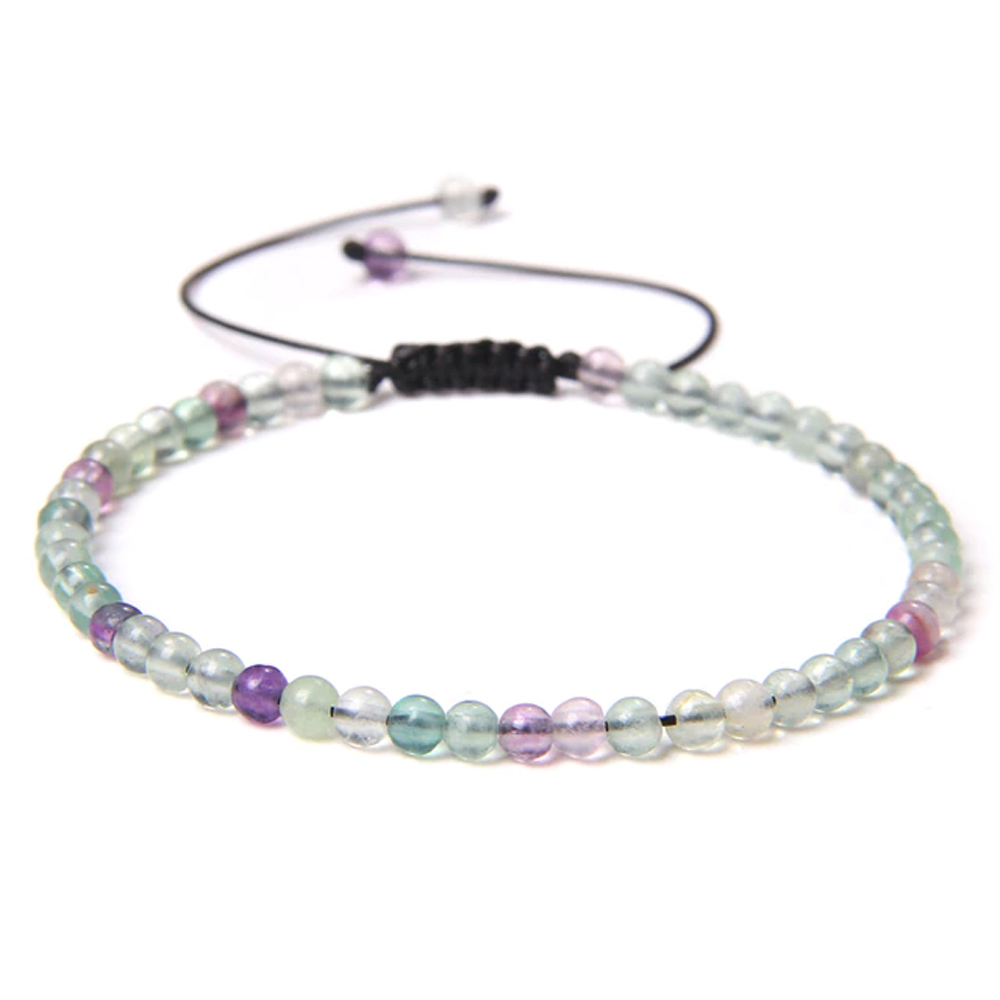 bracelet fluorite multicolore pierres boules 4mm cordon ajustable 02