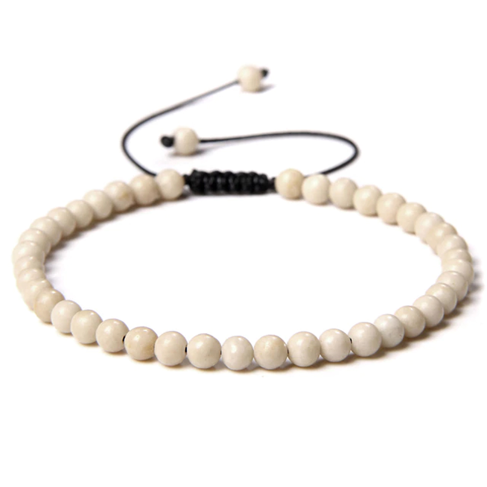 bracelet fossile blanc pierres boules 4mm cordon ajustable 02 bracelet fossile blanc pierres boules 4mm cordon ajustable 02