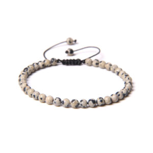 bracelet jaspe dalmatien pierres boules 4mm cordon ajustable 01