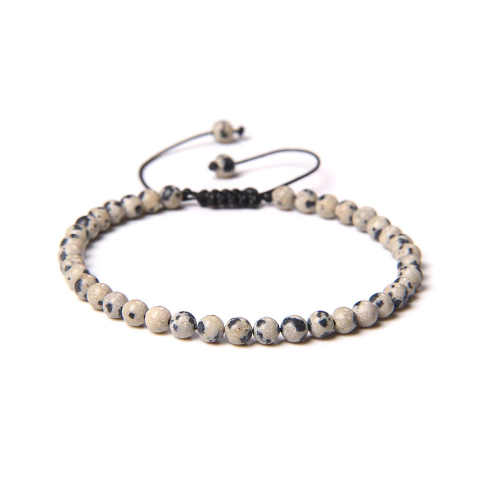 bracelet jaspe dalmatien pierres boules 4mm cordon ajustable 01 bracelet jaspe dalmatien pierres boules 4mm cordon ajustable 01