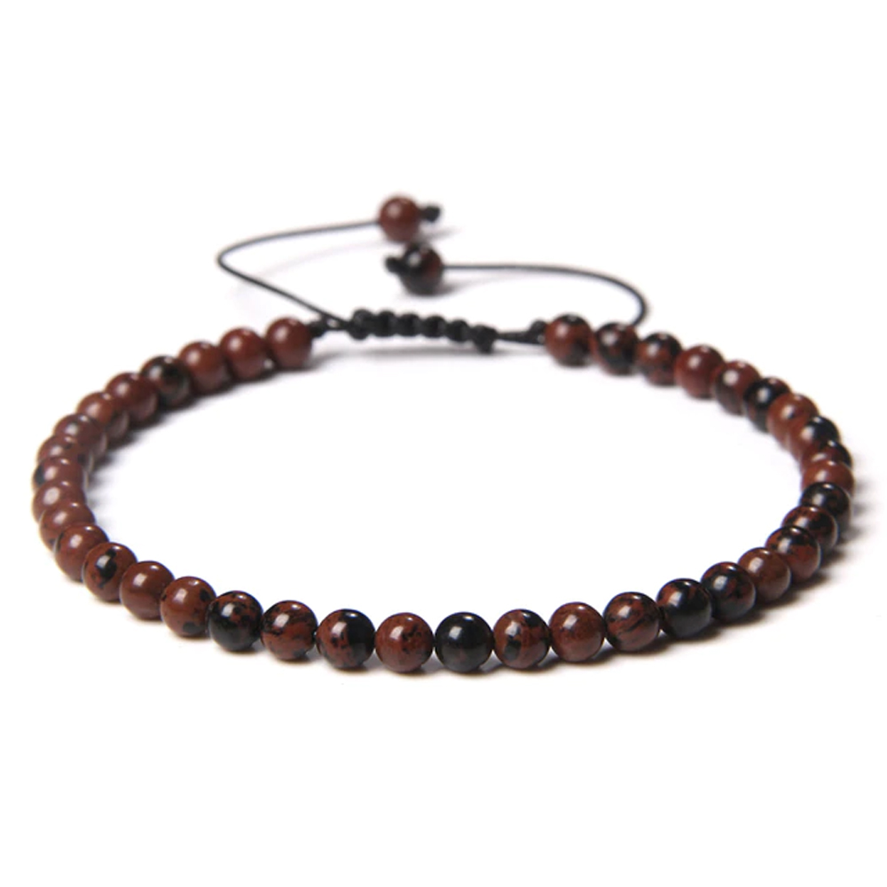 bracelet obsidienne acajou pierres boules 4mm cordon ajustable 02 bracelet obsidienne acajou pierres boules 4mm cordon ajustable 02