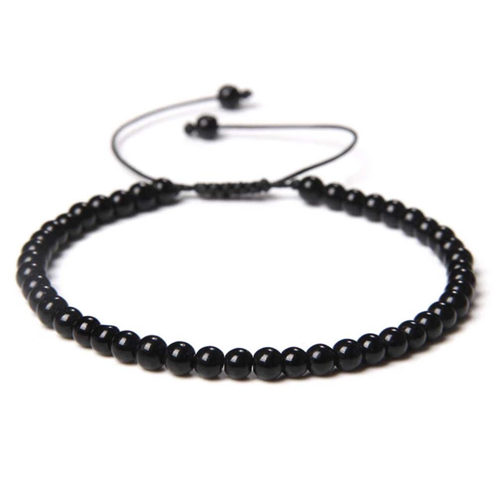 bracelet onyx pierres boules 4mm cordon ajustable 02 bracelet onyx pierres boules 4mm cordon ajustable 02