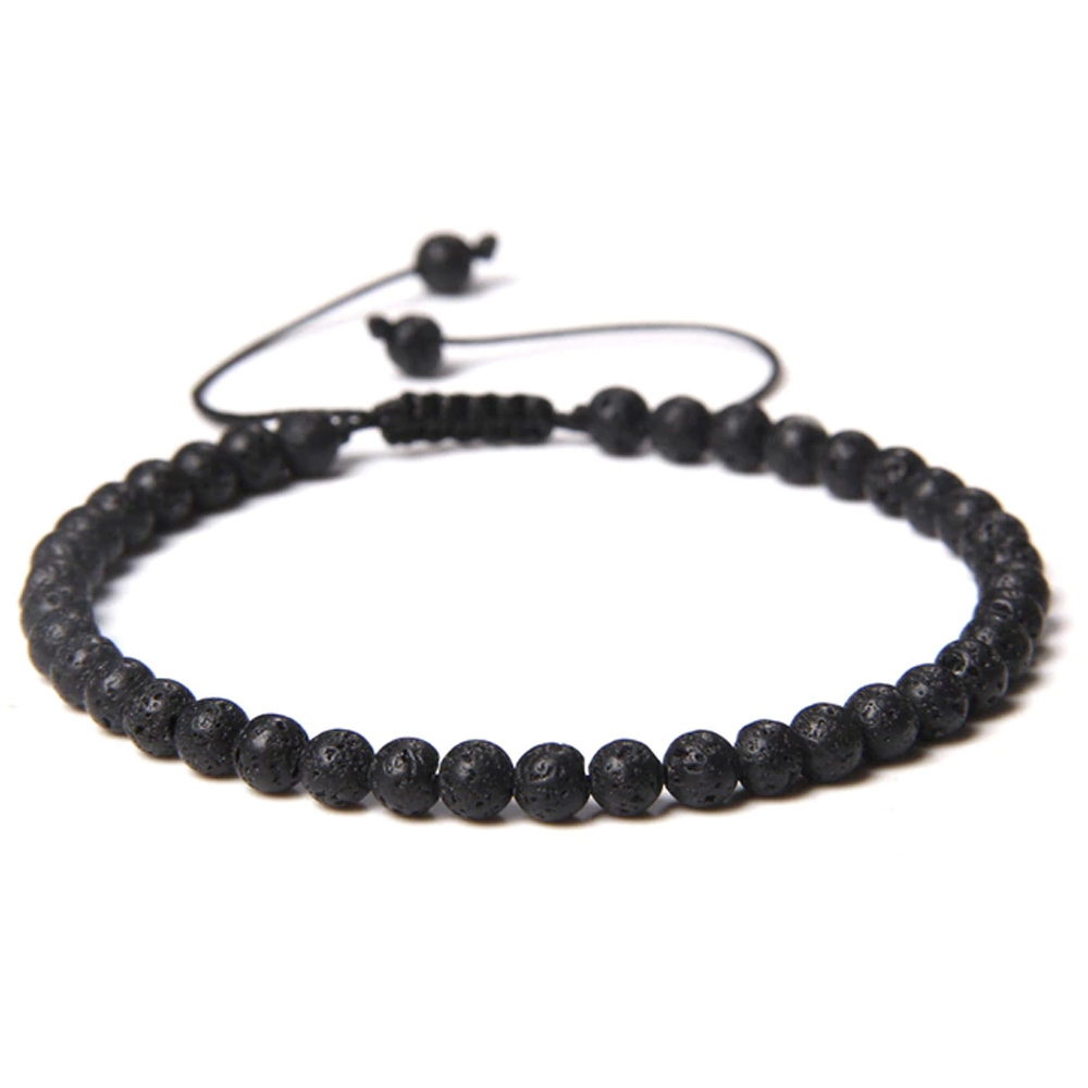 bracelet pierre de lave pierres boules 4mm cordon ajustable 02 bracelet pierre de lave pierres boules 4mm cordon ajustable 02