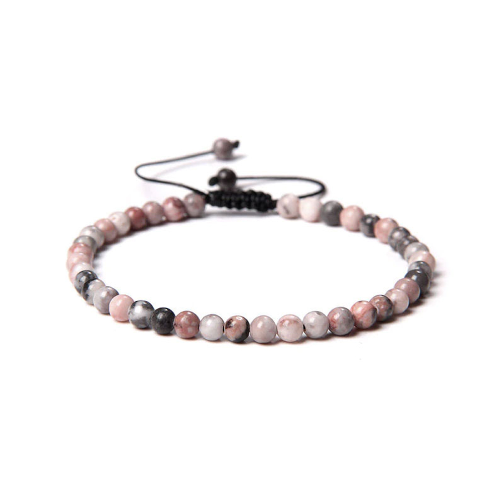 bracelet rhodonite pierres boules 4mm cordon ajustable 01 bracelet rhodonite pierres boules 4mm cordon ajustable 01