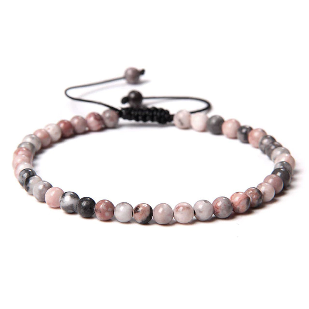bracelet rhodonite pierres boules 4mm cordon ajustable 02 bracelet rhodonite pierres boules 4mm cordon ajustable 02