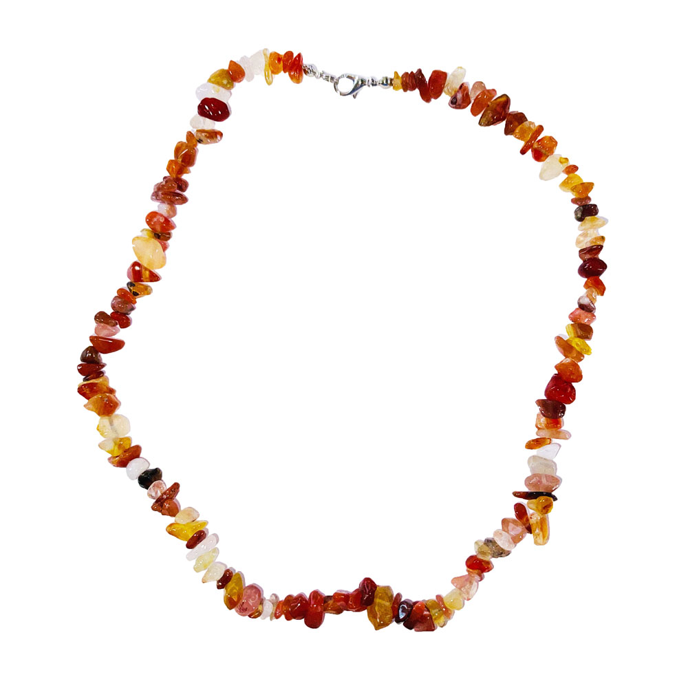 Cornaline : Vertus, Bienfaits & Propriétés en Lithothérapie collier cornaline baroque 45cm 01