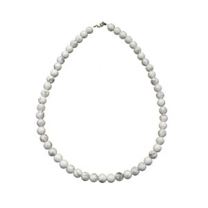 Howlite : Vertus, Bienfaits, Propriétés et Signification en Lithothérapie collier howlite pierres boules 08mm 01 1000x1000