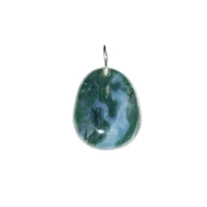 Agate Mousse: Vertus, Bienfaits & Propriétés en Lithothérapie pendentif agate mousse pierre roulee 01.jpg