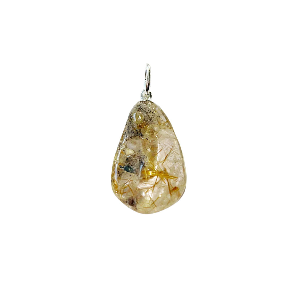 Quartz Rutile : Vertus, Bienfaits, Propriétés et Signification en Lithothérapie pendentif quartz rutile pierre roulee 01